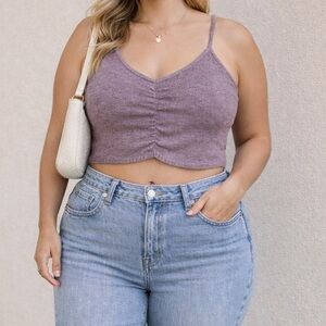 NWT Cropped sweater ruched sleeveless Light purple adjustable shoulder straps XL